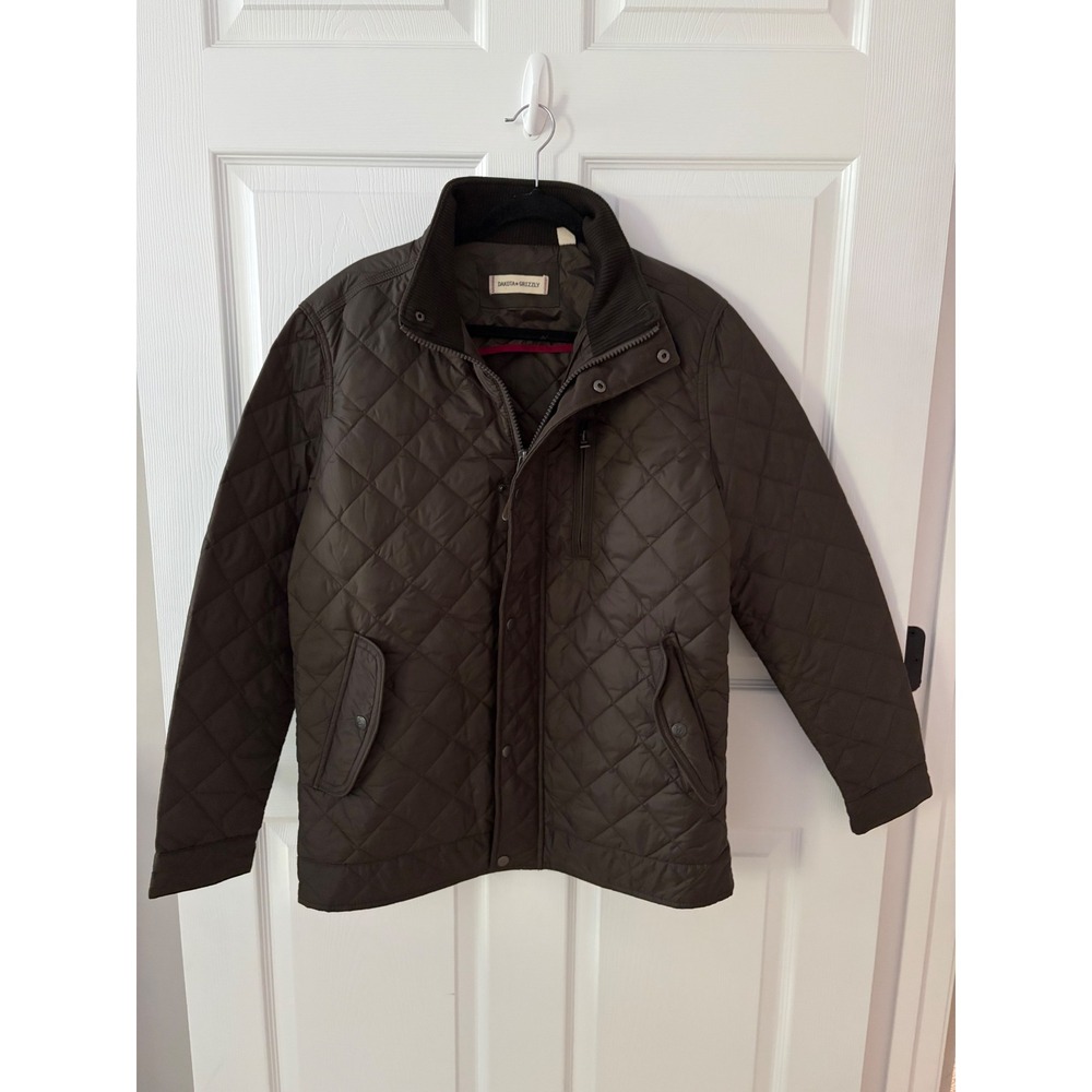 Dakota Grizzly Mens Quilted Full Zip Snap Jacket Brown Medium